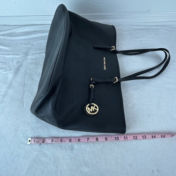 Authentic Michael Kors Jet Set Saffiano Leather Tote Bag Large Black Travel